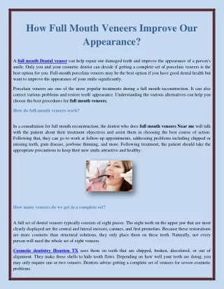 how full mouth veneers improve our appearance
