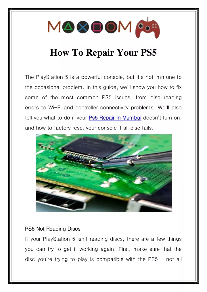 how to repair your ps5