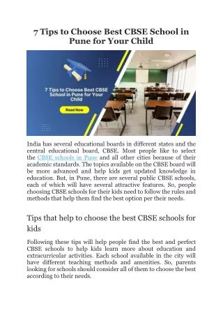 7 Tips to Choose Best CBSE School in Pune for Your Child
