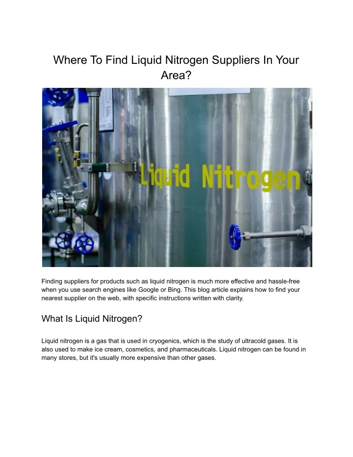 where to find liquid nitrogen suppliers in your