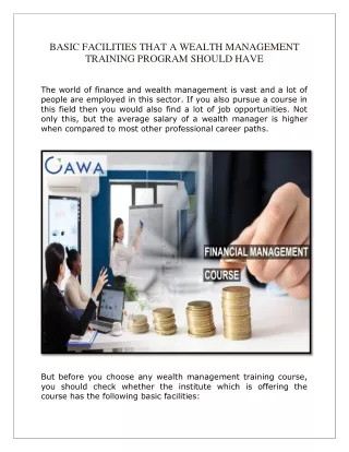 basic facilities that a wealth management
