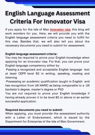 if you apply for the isle of man innovator visa