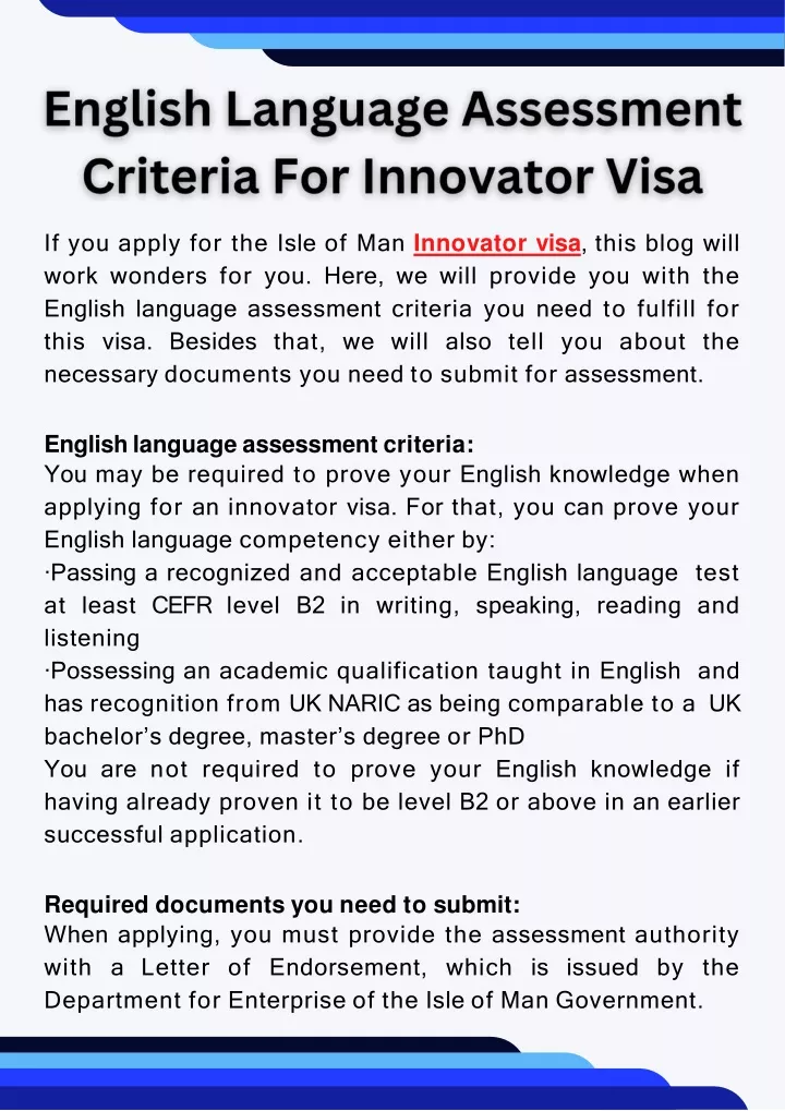 if you apply for the isle of man innovator visa