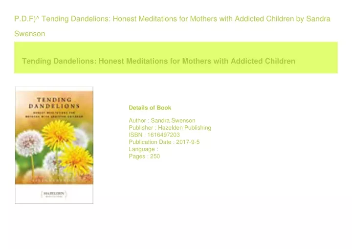 p d f tending dandelions honest meditations