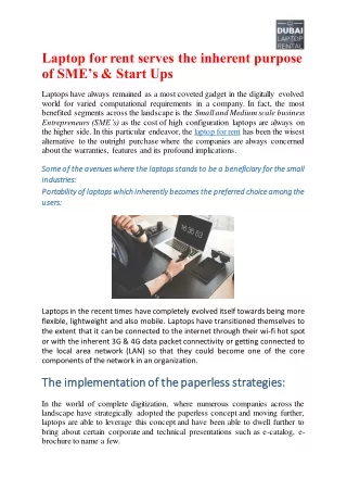 laptop for rent serves the inherent purpose