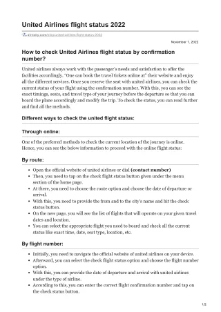 United Airlines flight status 2022