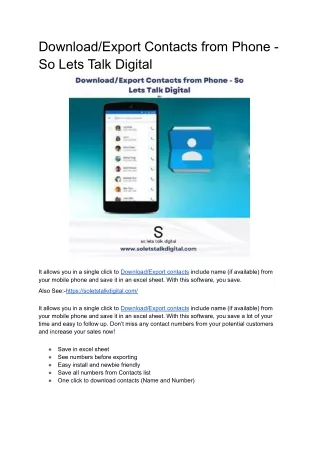 Download_Export Contacts from Phone - So Lets Talk Digital