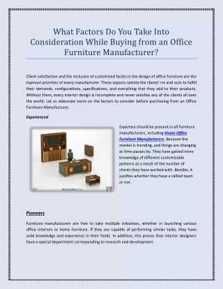 What Factors Do You Take Into Consideration While Buying from an Office Furniture Manufacturer