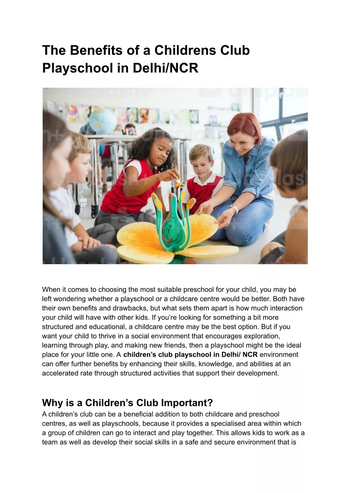 the benefits of a childrens club playschool