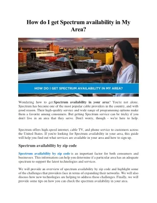 how do i get spectrum availability in my area