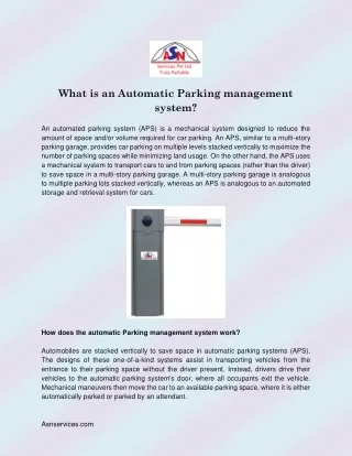 What is an Automatic Parking management system?