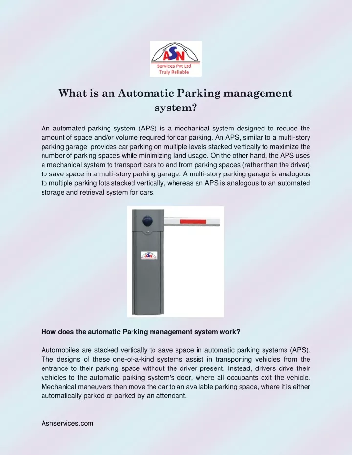 what is an automatic parking management system