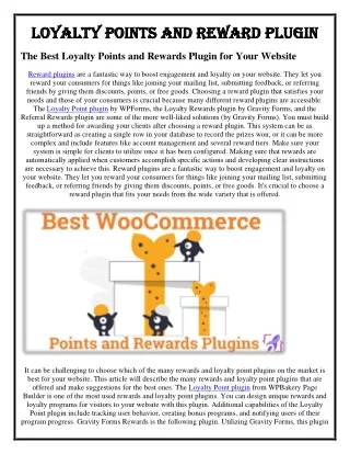 loyalty points and reward plugin loyalty points