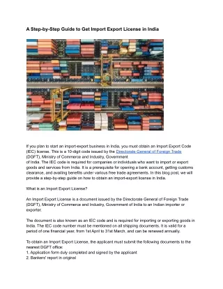 A Step-by-Step Guide to Import Export License in India
