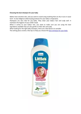 choosing the best shampoo for your baby babies