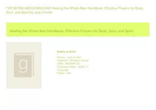 ^EPUB/ONLINE)DOWNLOAD Healing the Whole Man Handbook Effective Prayers for B