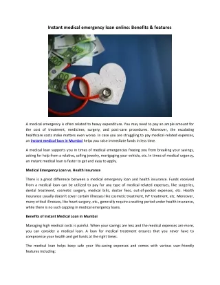 Instant medical emergency loan online_ Benefits & features - GMoney