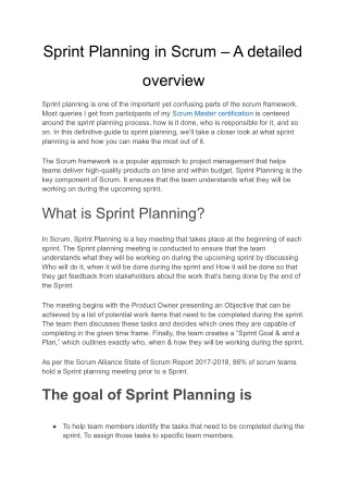 Sprint Planning in Scrum – A detailed overview