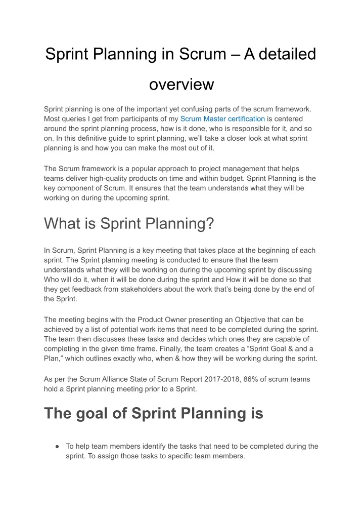 sprint planning in scrum a detailed