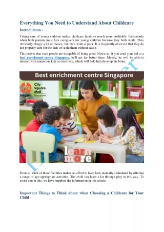 everything you need to understand about childcare