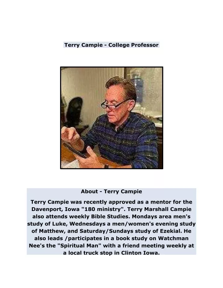 terry campie college professor