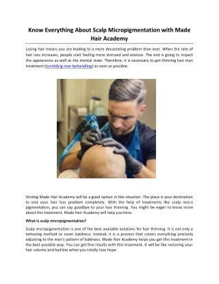 Know Everything About Scalp Micropigmentation with Made Hair Academy