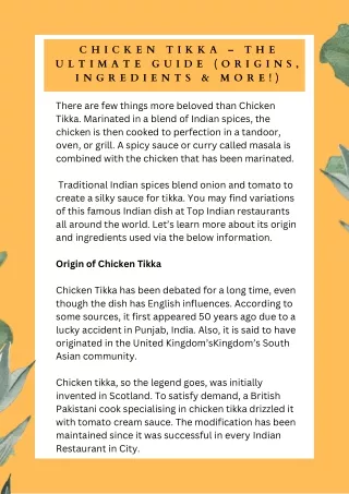 Chicken Tikka – The Ultimate Guide (Origins, Ingredients & More!)