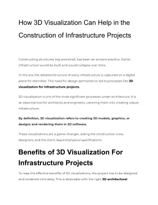 How 3D Visualization Can Help in the Construction of Infrastructure Projects