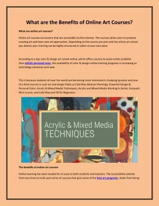 What are the Benefits of Online Art Courses