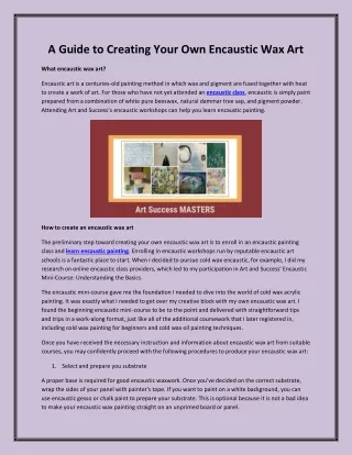 A Guide to Creating Your Own Encaustic Wax Art