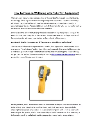 how to focus on wellbeing with fluke test