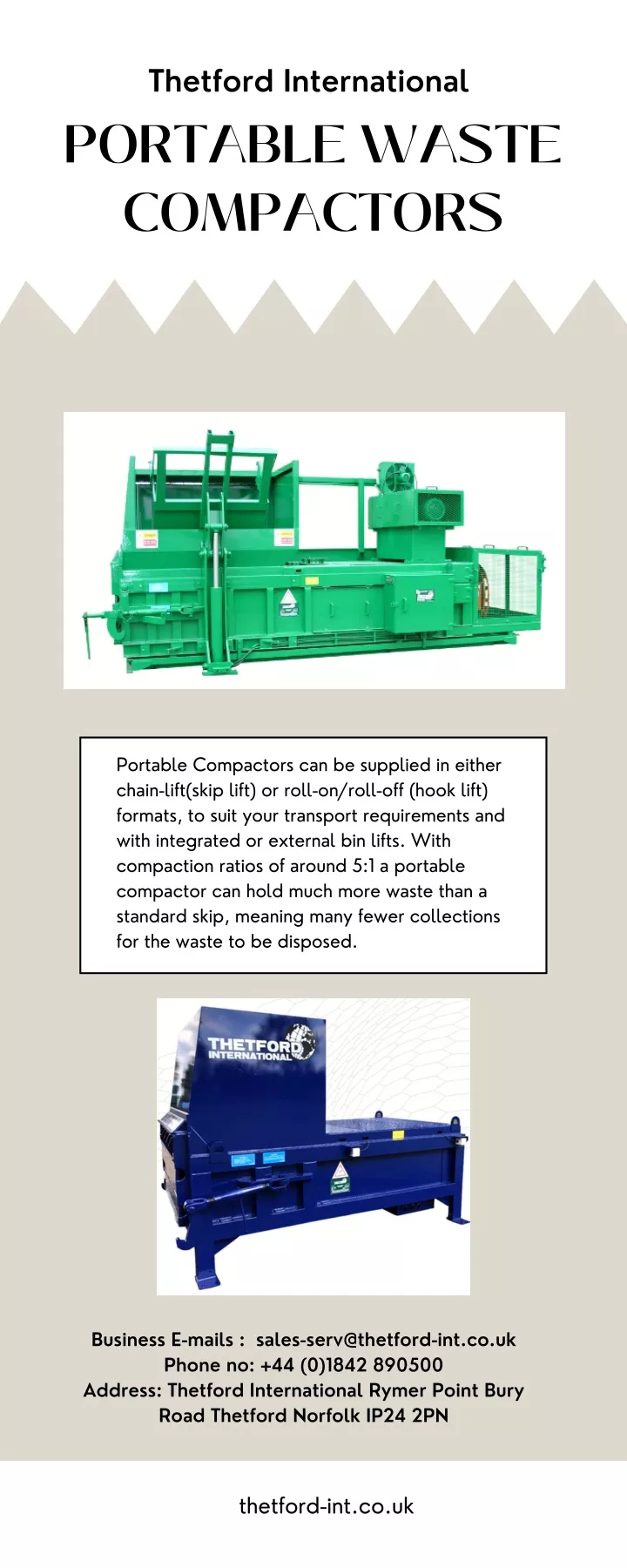 thetford international portable waste compactors