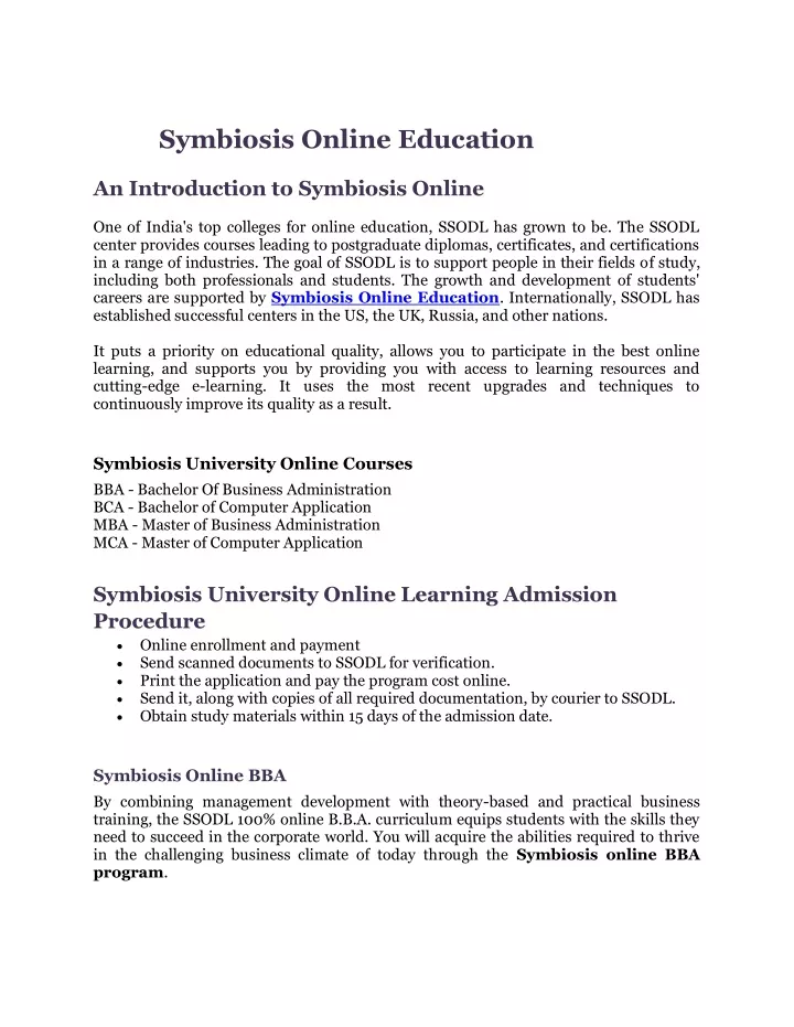 symbiosis online education