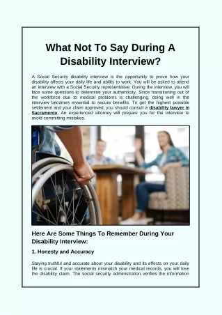 what not to say during a disability interview