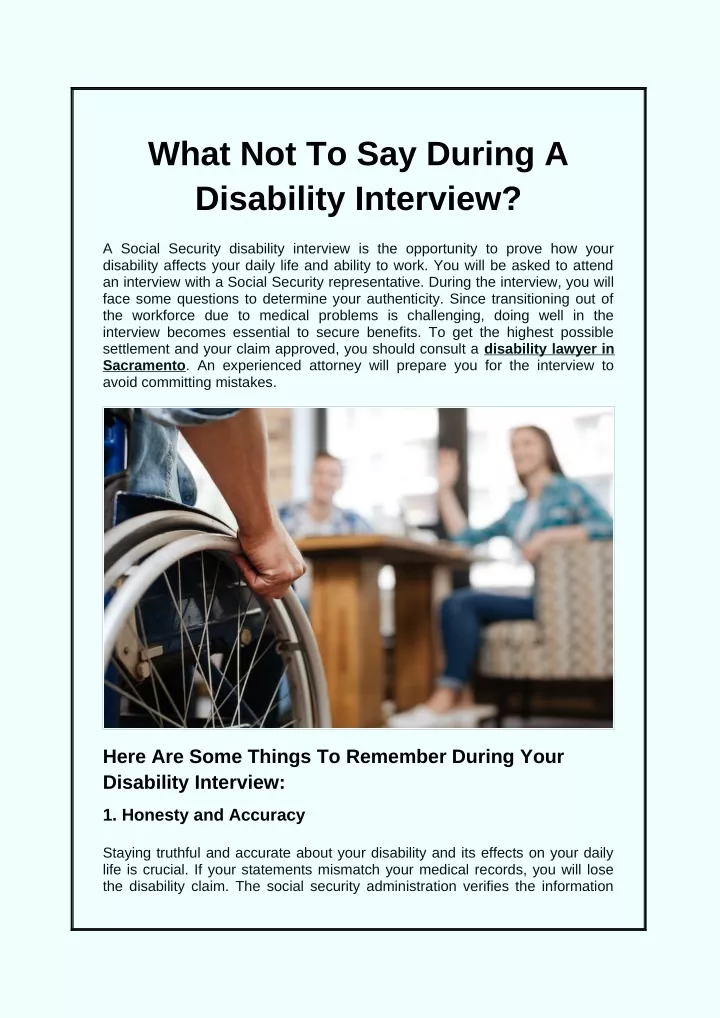 what not to say during a disability interview