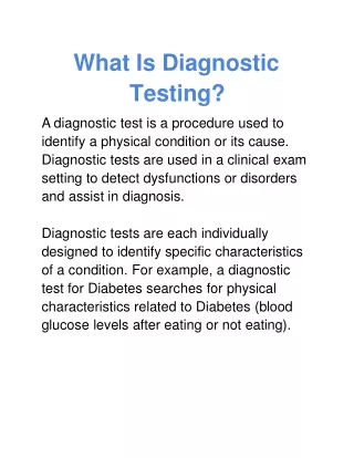 All Need to Know About Diagnostic Testing