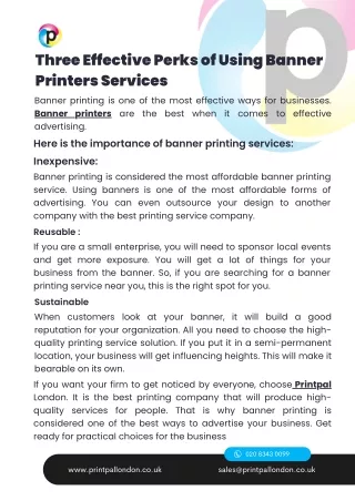 Three Effective Perks of Using Banner Printers Services