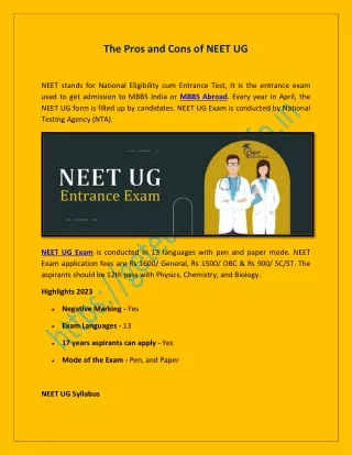 The Pros and Cons of NEET UG