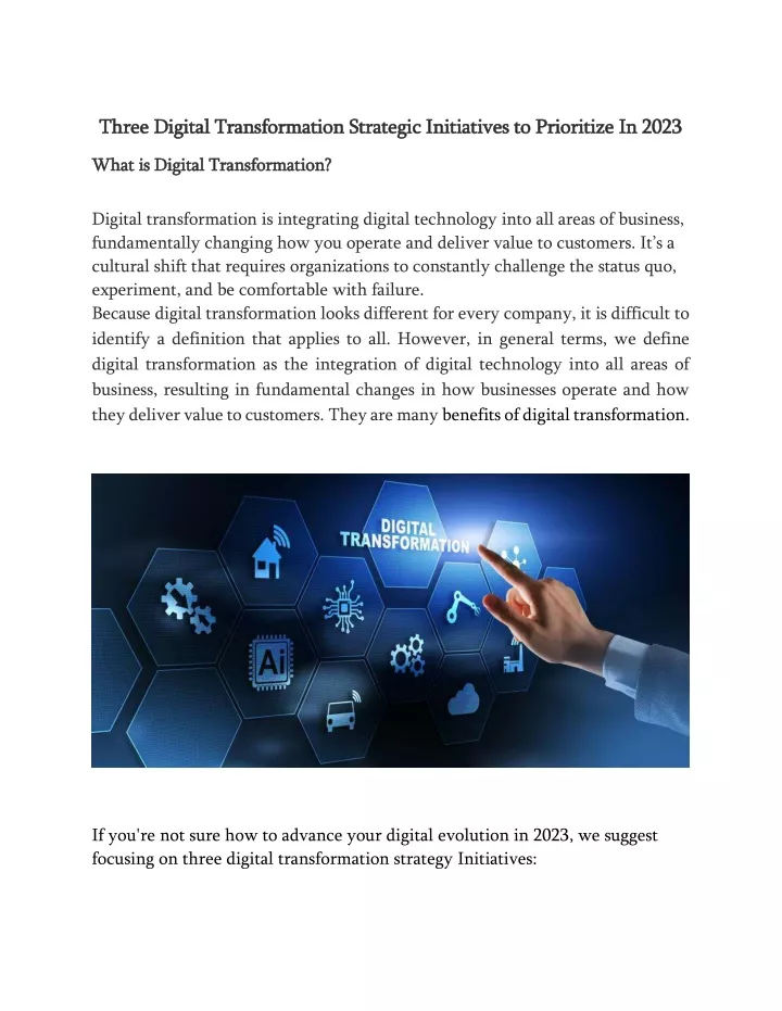 three digital transformation strategic