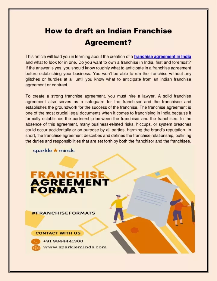 how to draft an indian franchise agreement