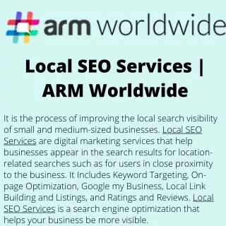 Local SEO Services  ARM Worldwide