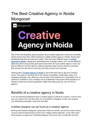 Creative Agency in Noida_  Mongoosh