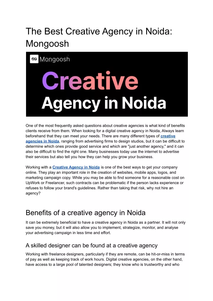 the best creative agency in noida mongoosh