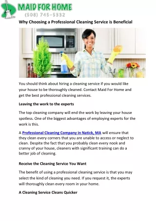 Why Choosing a Professional Cleaning Service is Beneficial