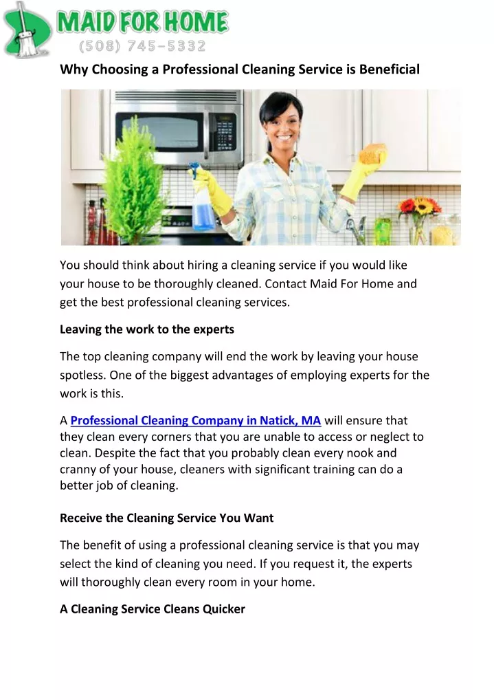 why choosing a professional cleaning service