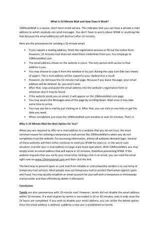 What Is 10 Minute Mail and How Does It Work - Temils