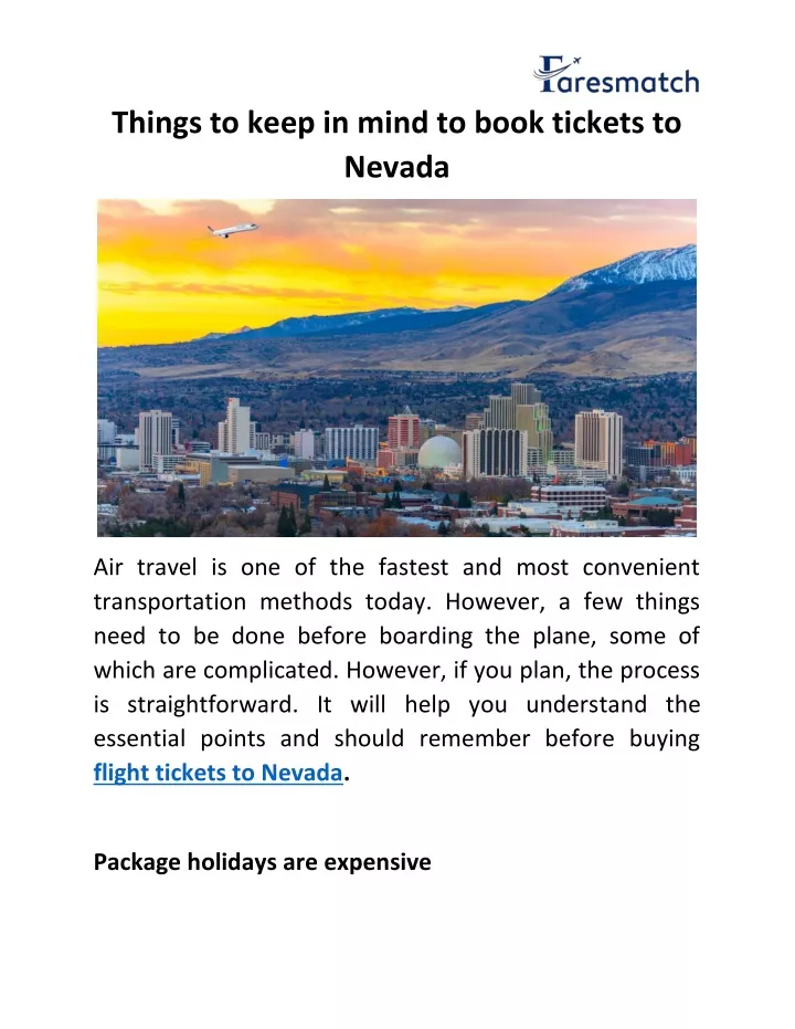 things to keep in mind to book tickets to nevada