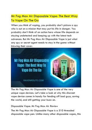 mr fog max air disposable vape the best