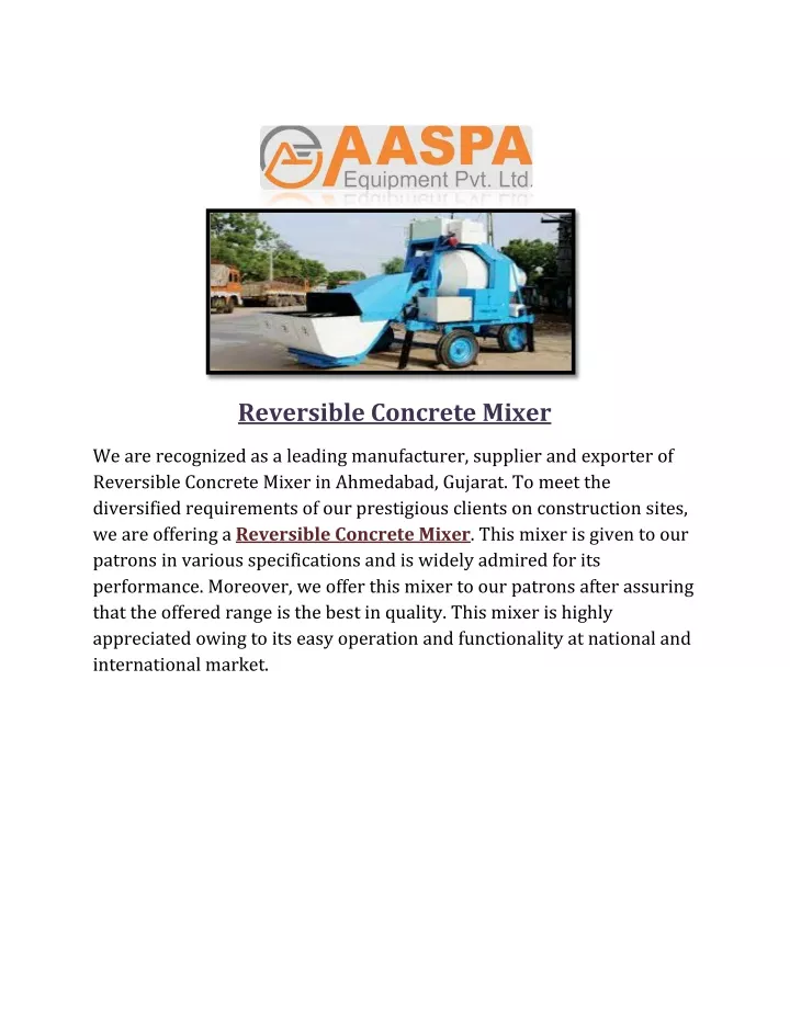 reversible concrete mixer