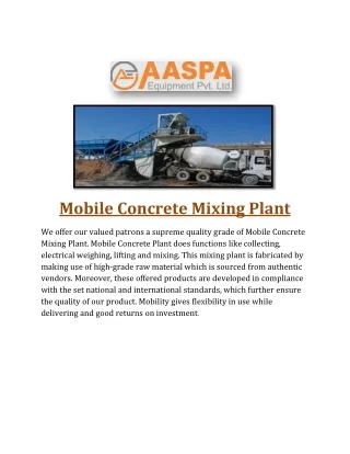mobile concrete mixing plant